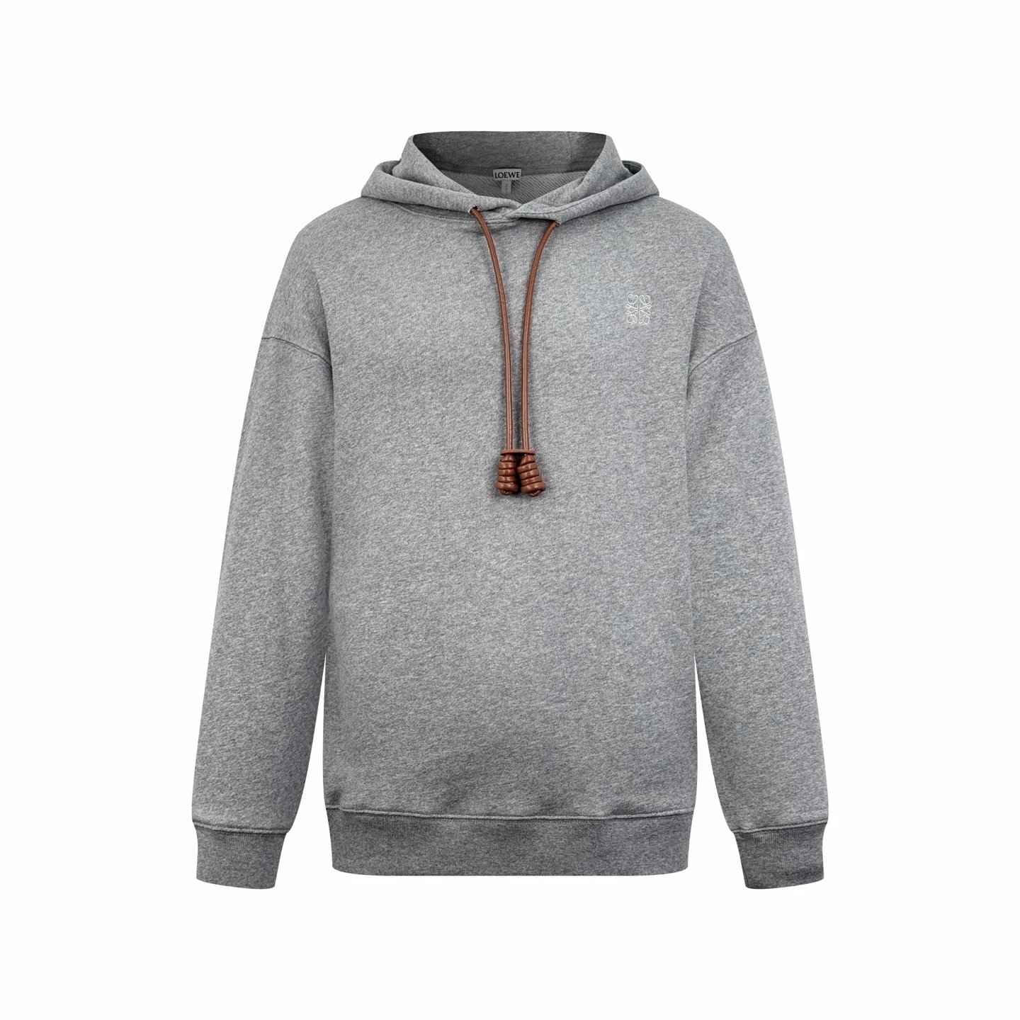 LOEWE Gray Hoodie with Drawcord Detail Hoodie for Travel Look