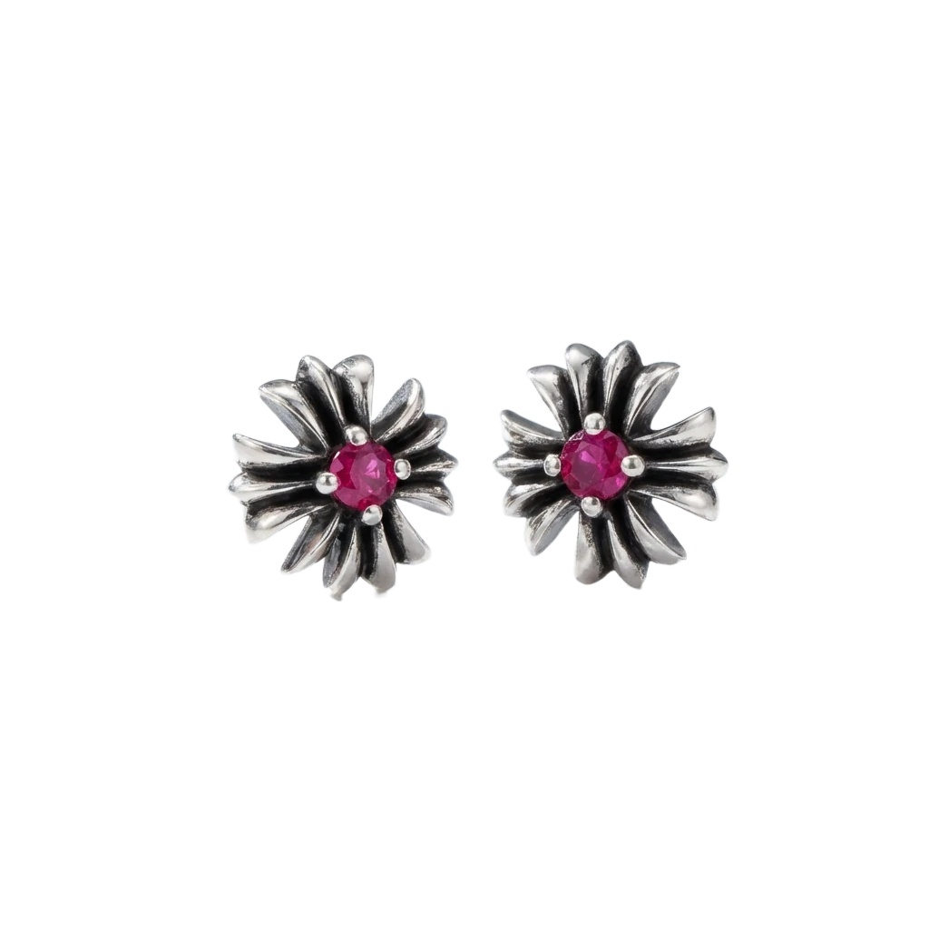 Chrome Hearts Flower Style Rose Red Earrings