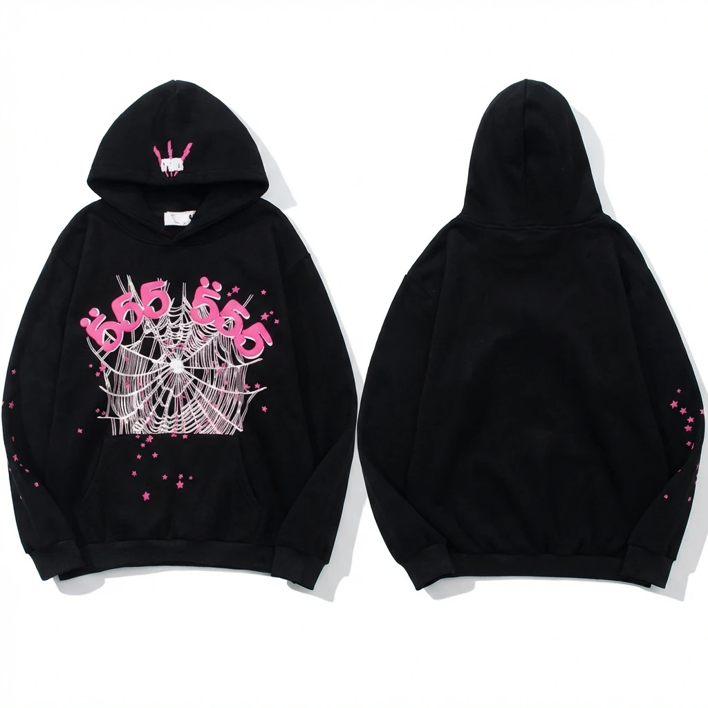 Sp5der Trendy Black Hoodie