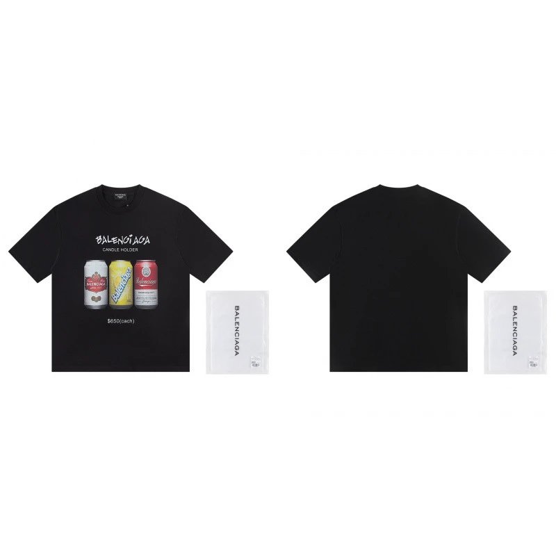 Balenciaga Street Style Black T-shirt with Coca-Cola Print