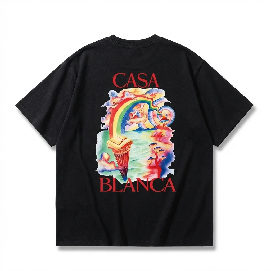 Casablanca Rainbow Print Black T-shirt