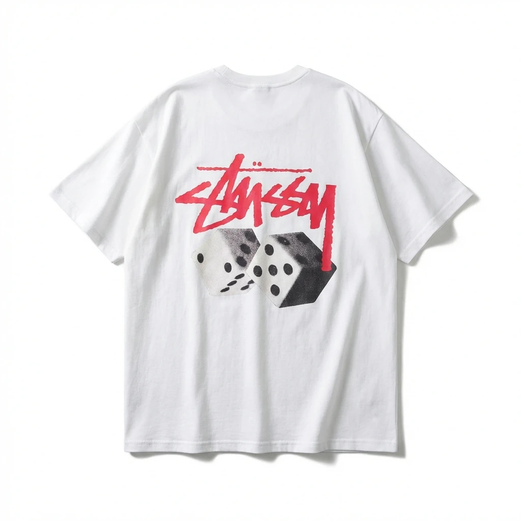 Stussy Dice Print Trendy Brand White T-shirt