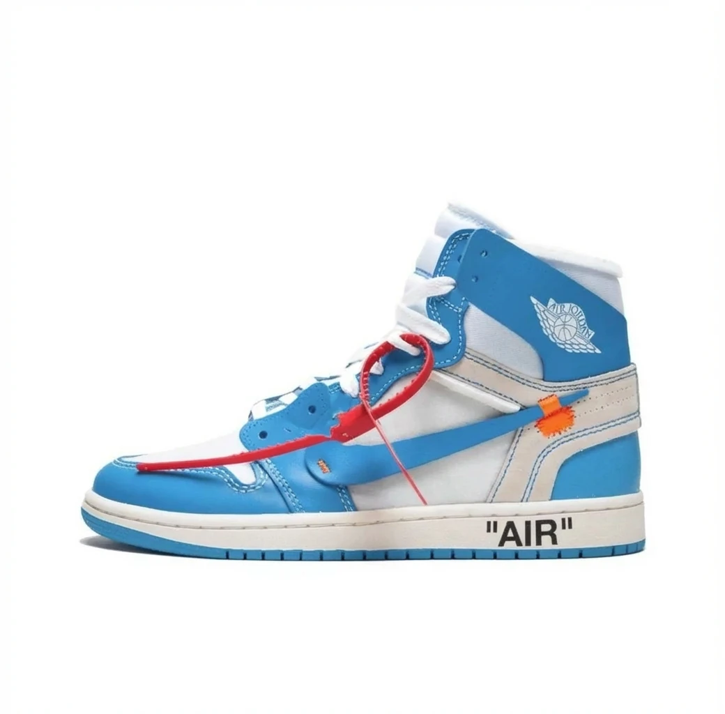 Jordan AJ1 High Top Blue and White Shoes