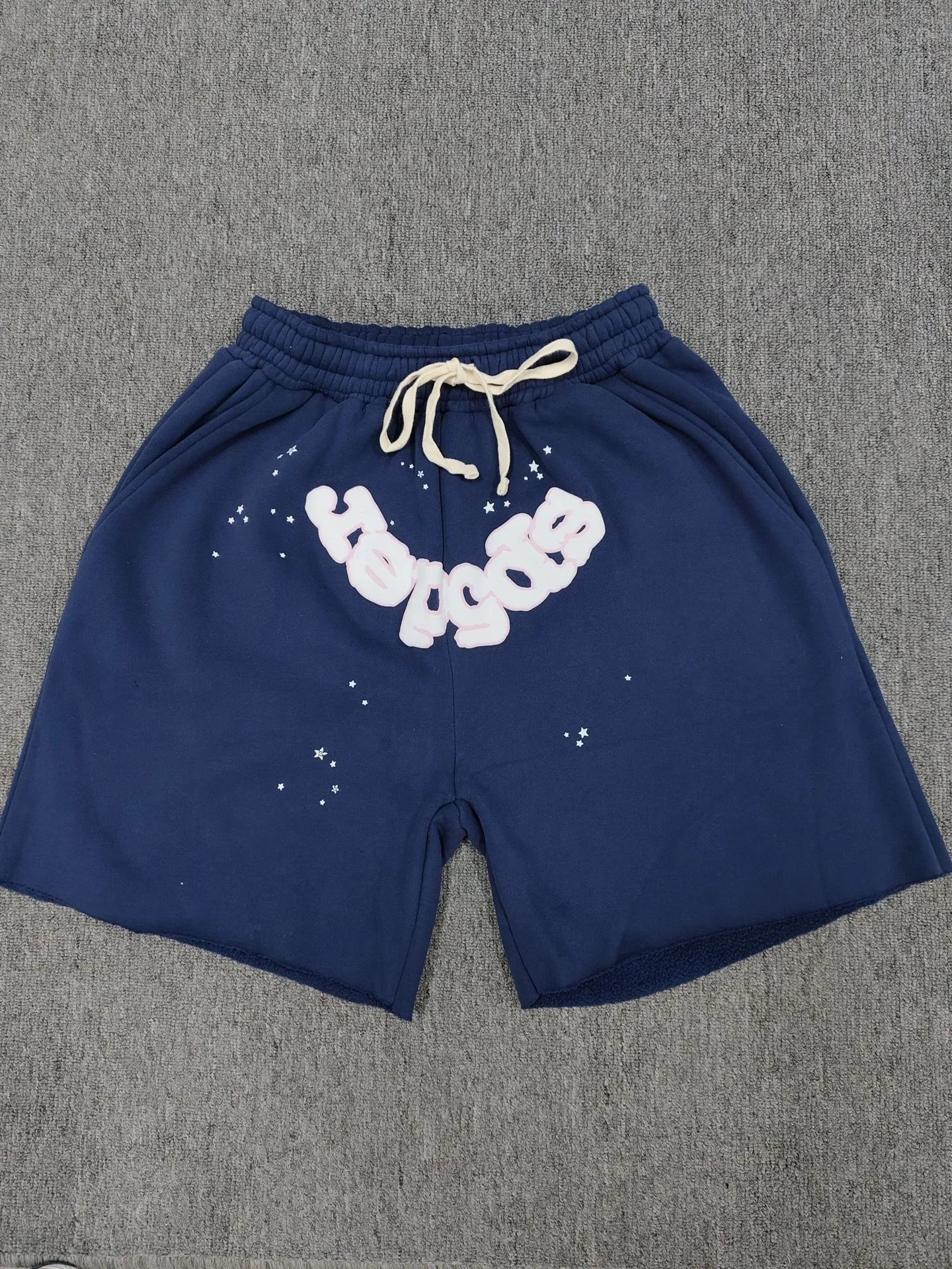 Sp5der Star Print Street Style Navy Blue Shorts