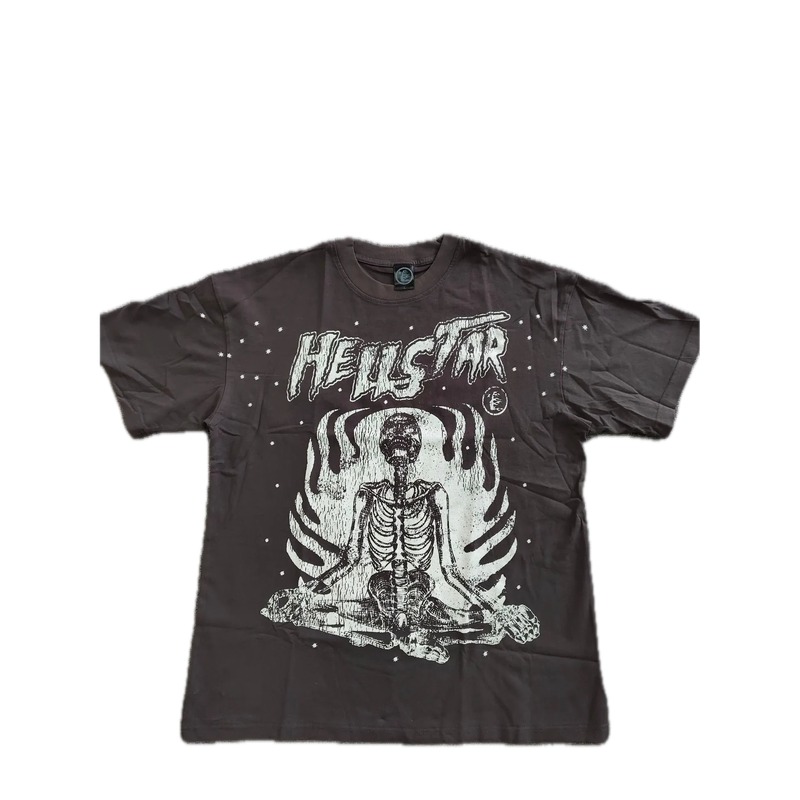 Hellstar Skull Print Dark Style Brown T-Shirt