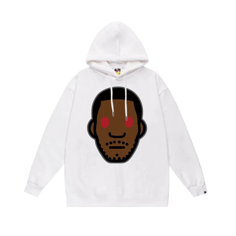 Bape cartoon-style white hoodie