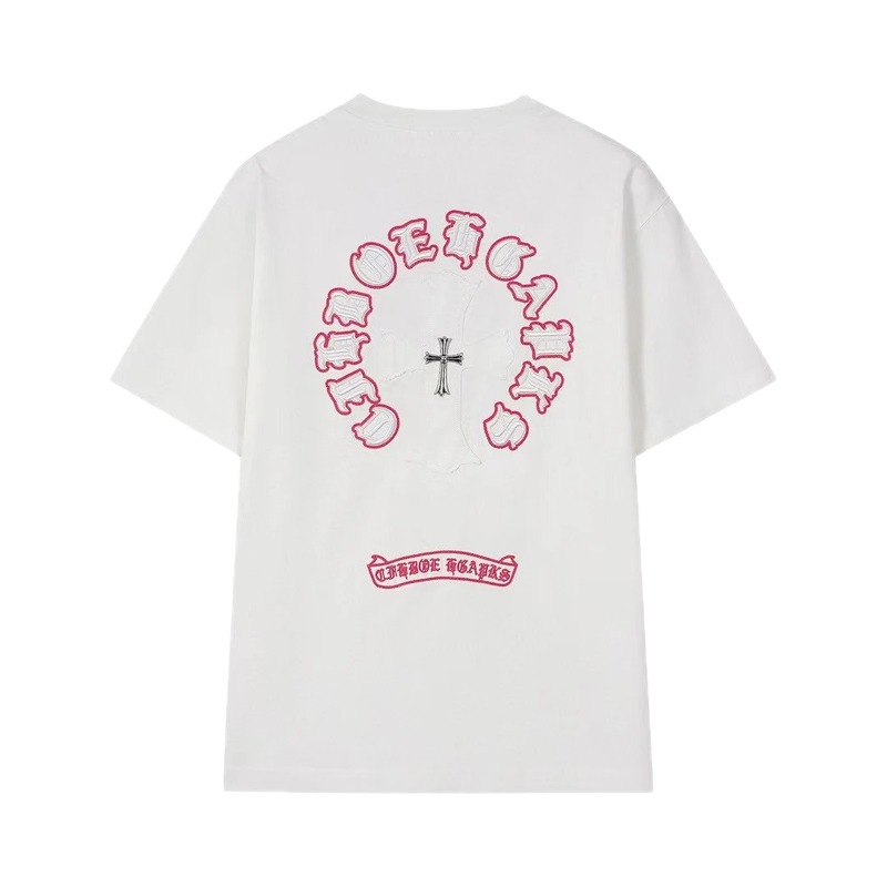 Chrome Hearts Cross Embroidered Street Style White T-Shirt