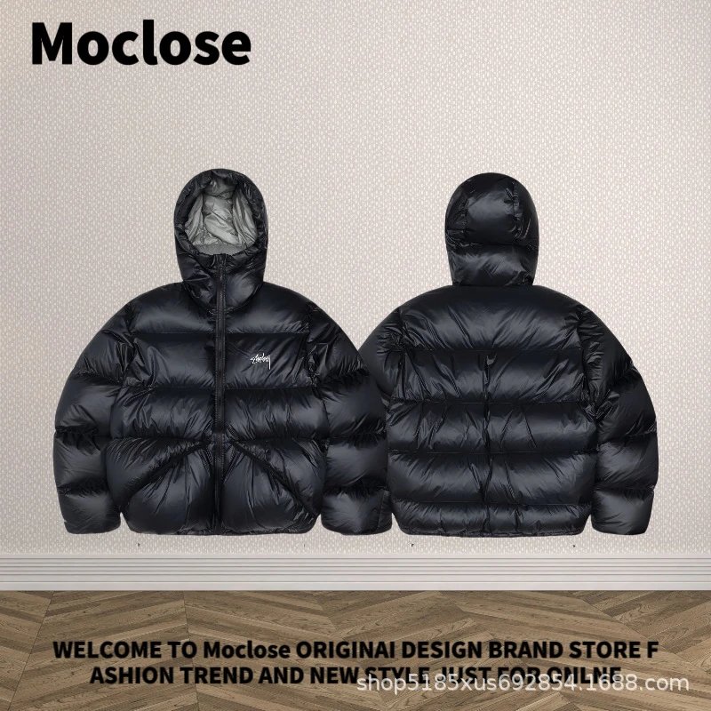 Moclose Classic Puffer jacket Black Glossy Hooded for Daily Styling