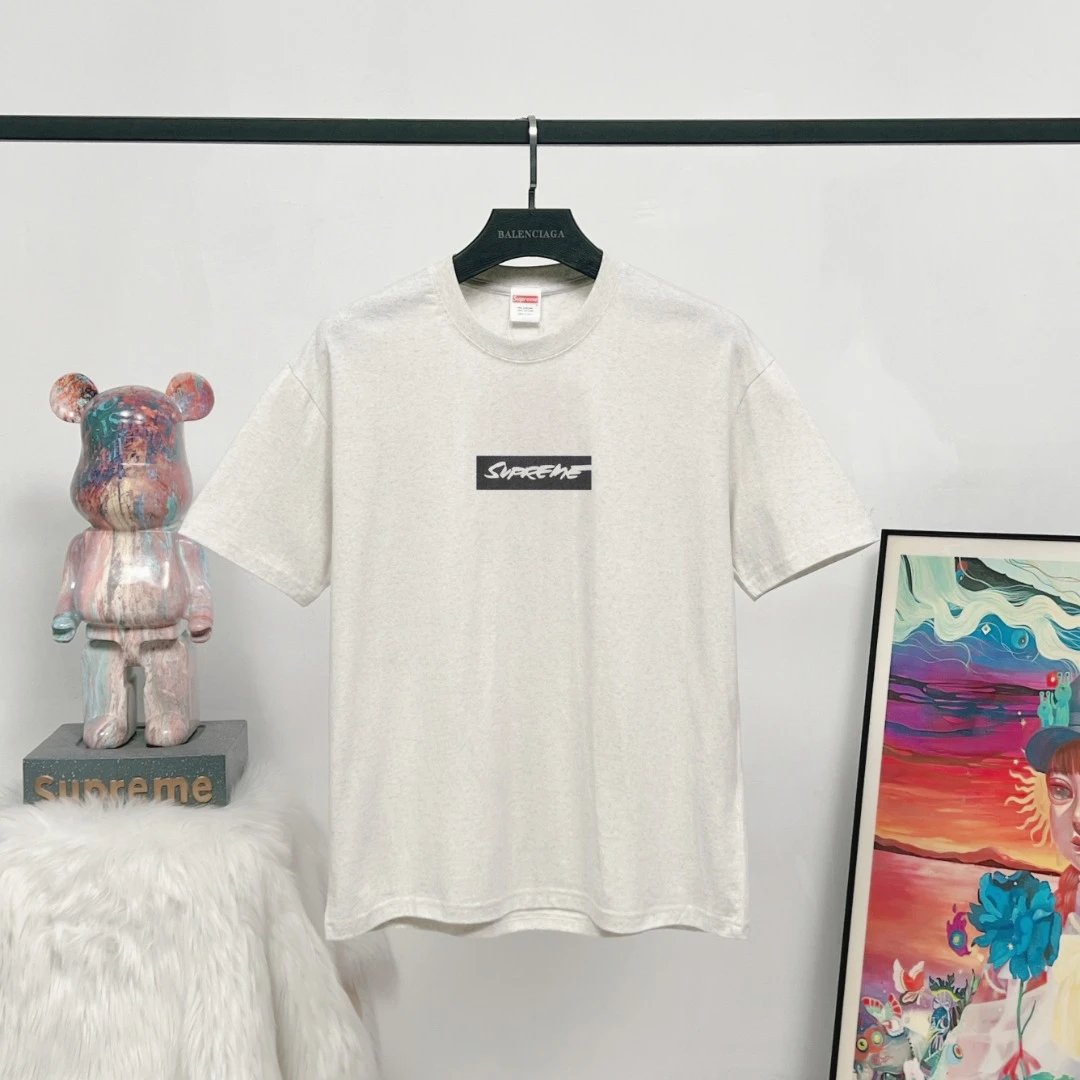 Supreme BoxLogo Street Style Light Heather Grey T-Shirt