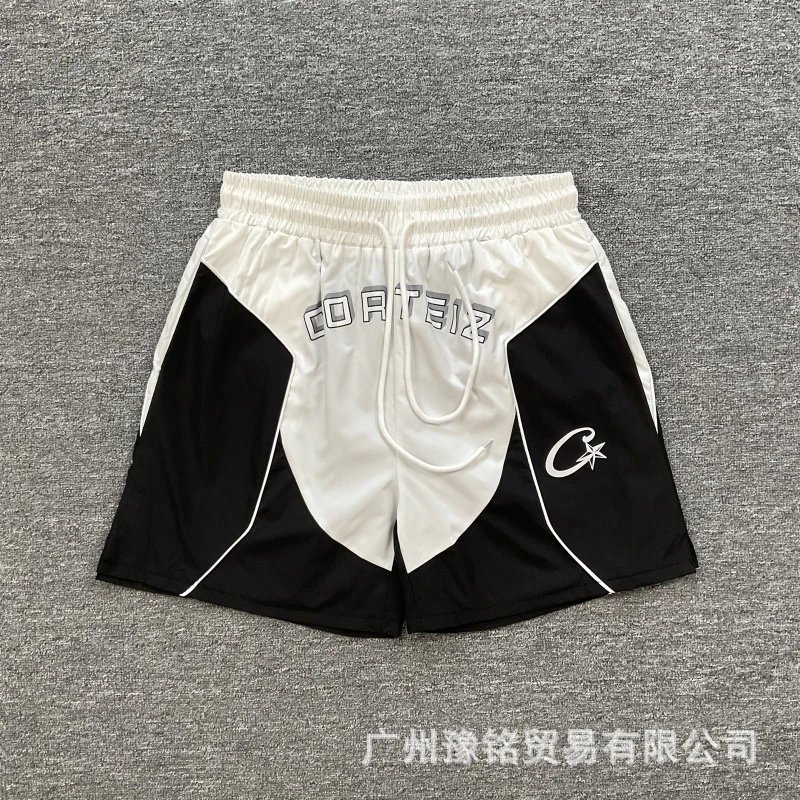 Corteiz Letter Print Street Style Black and White Sports Shorts