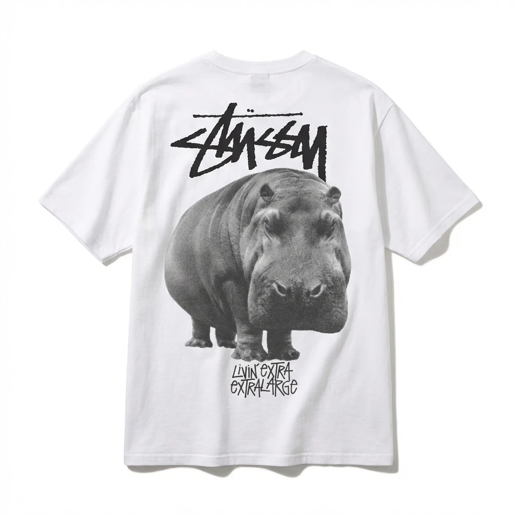 Stussy Hippo Trendy and Cool Style White T-shirt