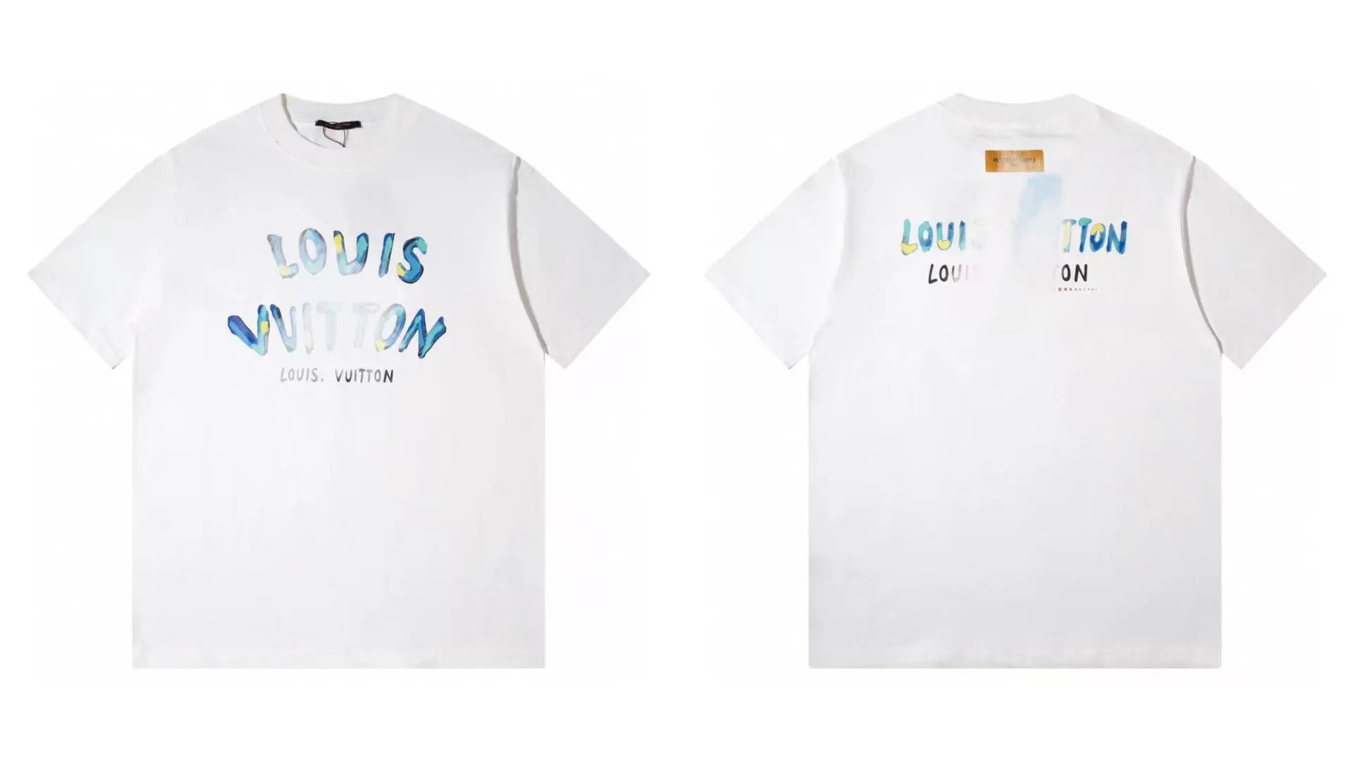 Louis Vuitton Watercolor Graffiti Style White T-Shirt