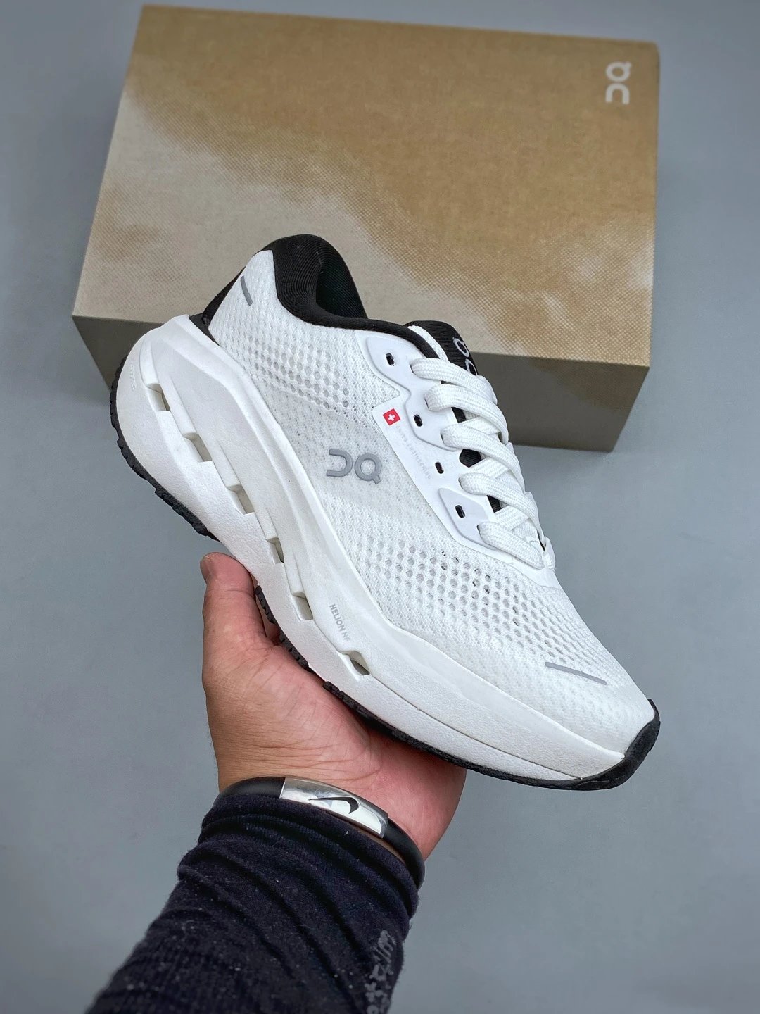 On White and Black Cloud Runners Featuring Sport Panel Mix