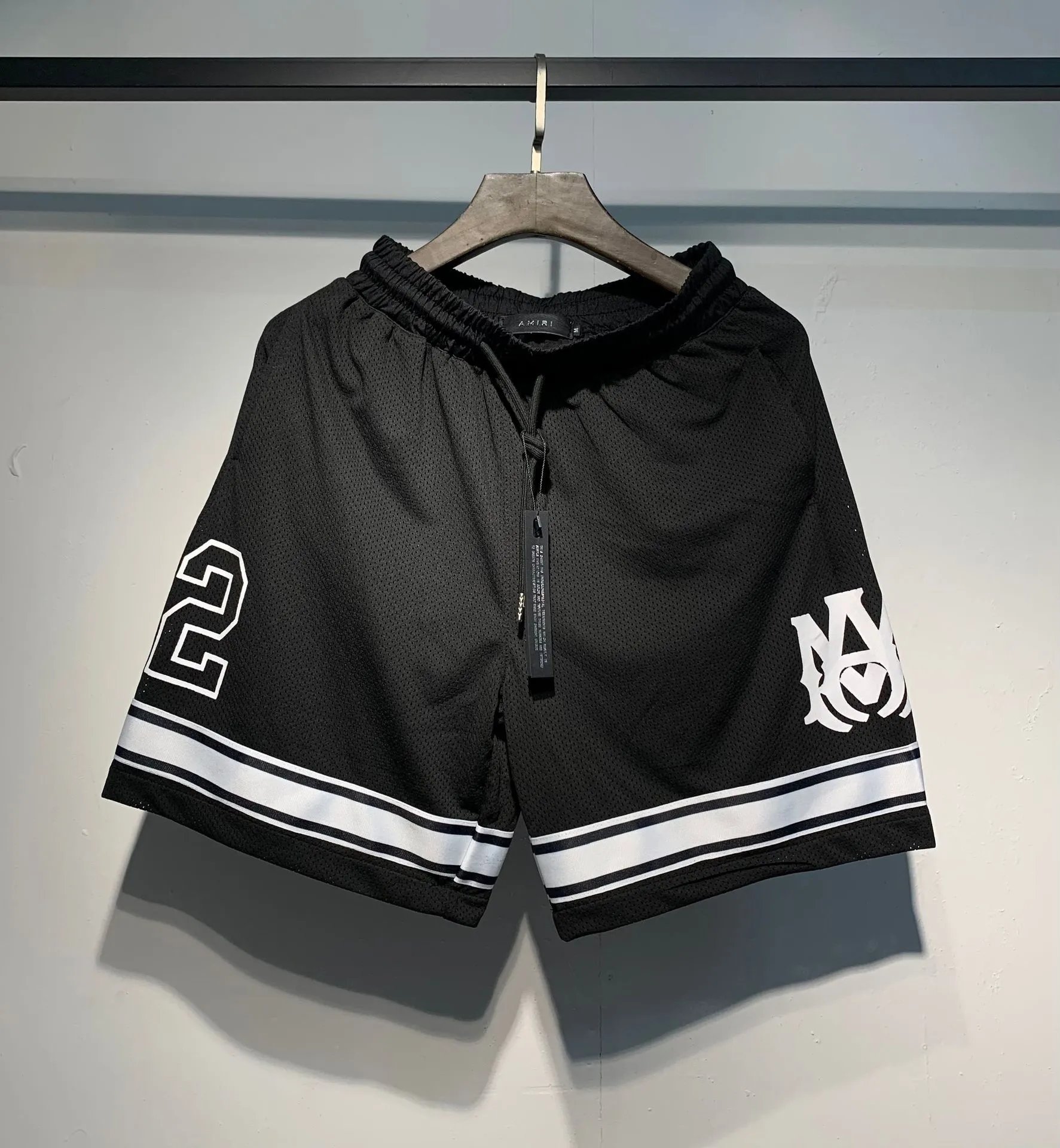 AMIRI American street style black printed sports shorts