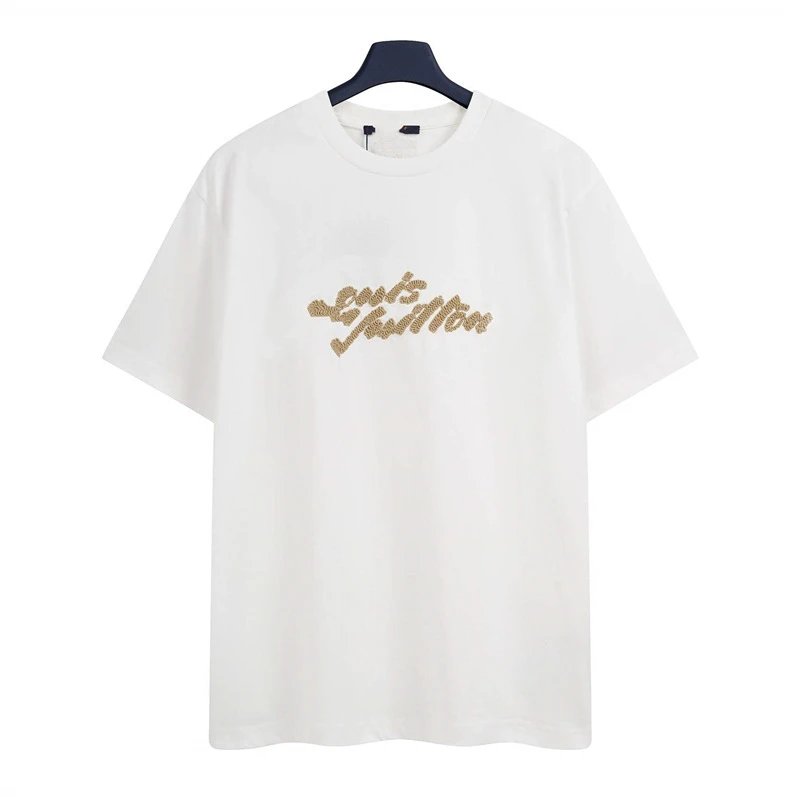 Louis Vuitton Flocked Casual Style White Short-Sleeve T-Shirt