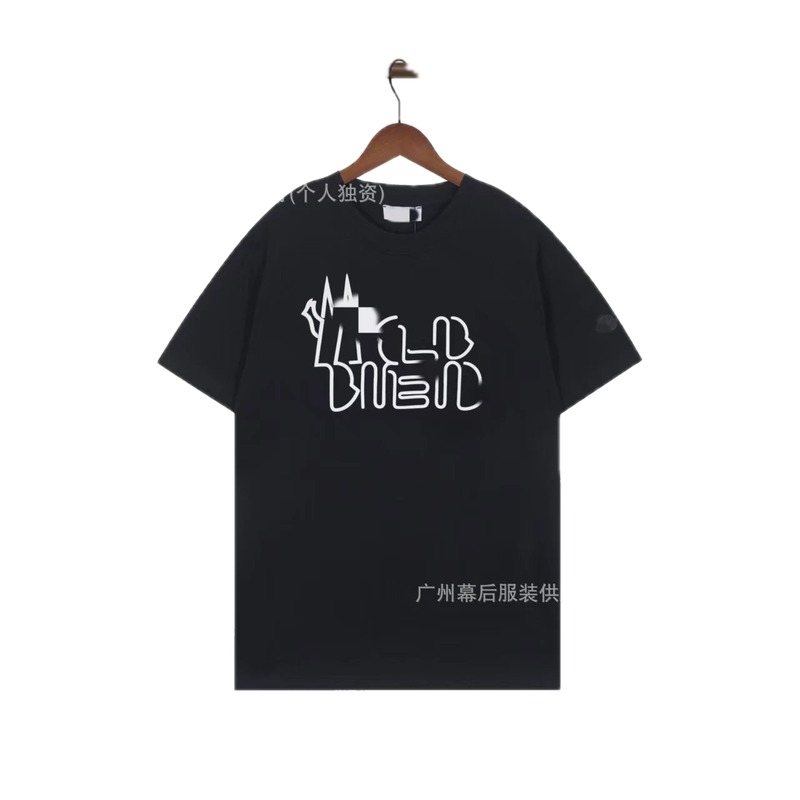 Moncler Neon Print Trendy & Cool Black T-Shirt