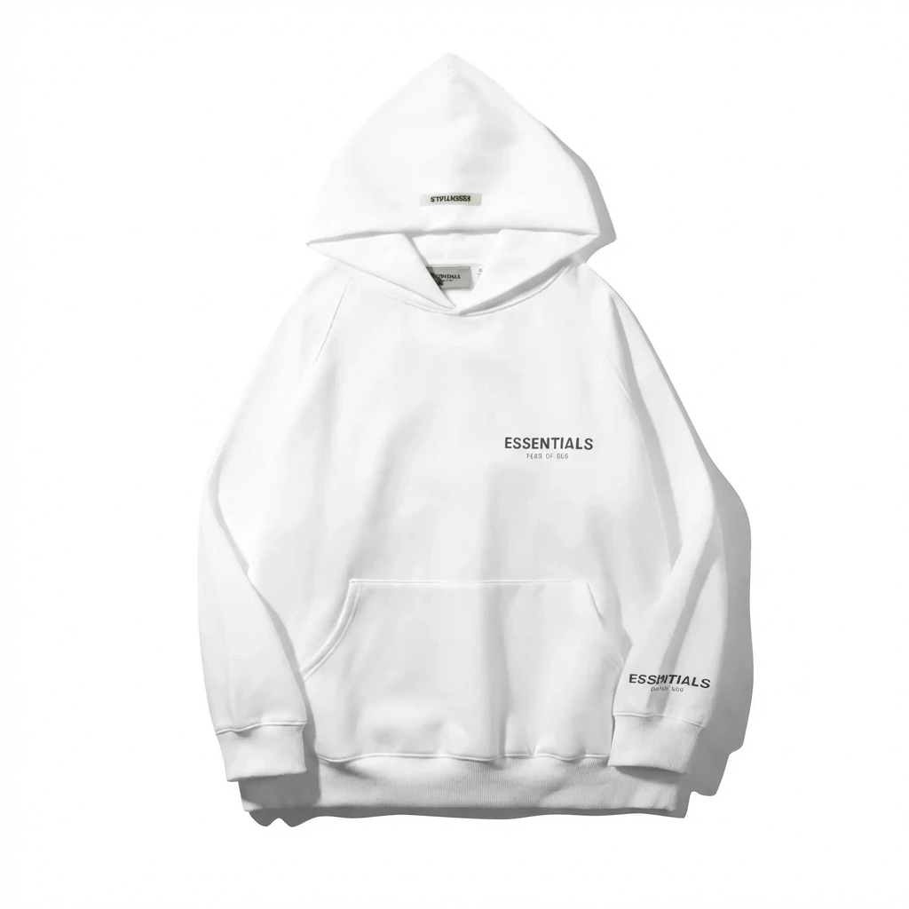 ESSENTIALS minimalist style white hoodie