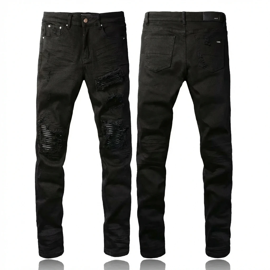 AMI Trendy Black Pants with Holes