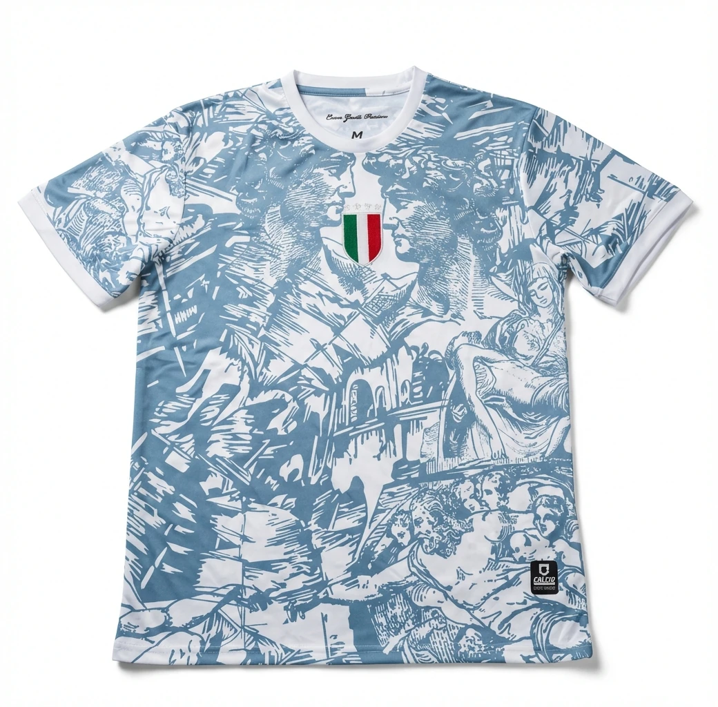 Stussy art style blue and white T-shirt