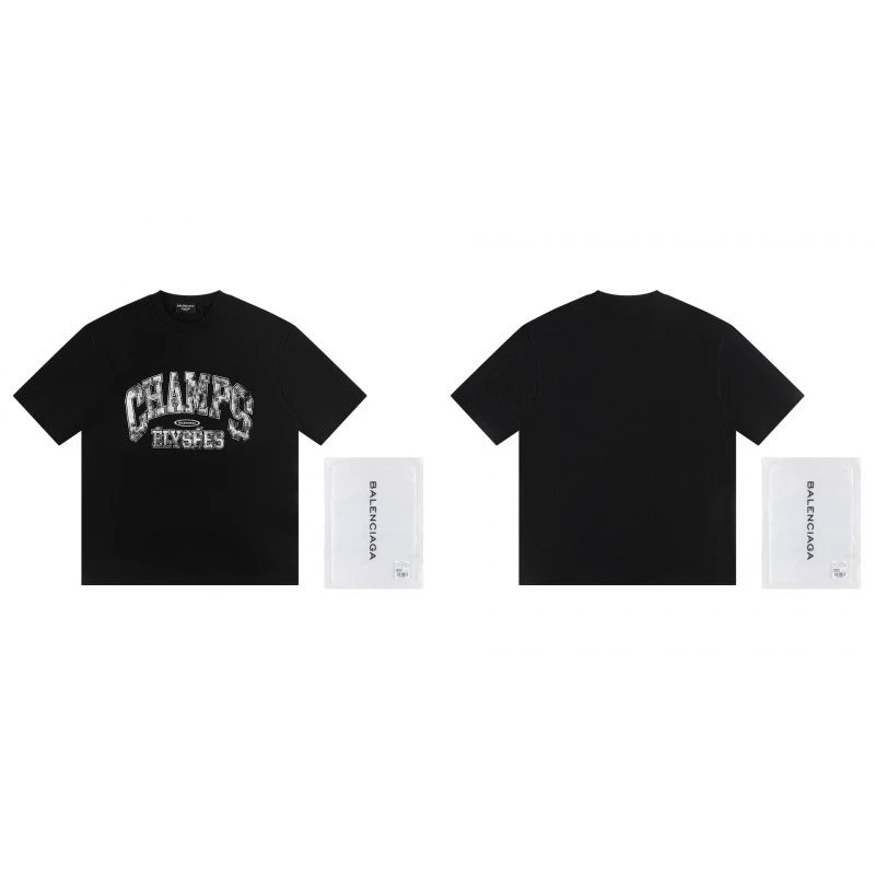 Balenciaga Vintage-style Printed Black T-Shirt