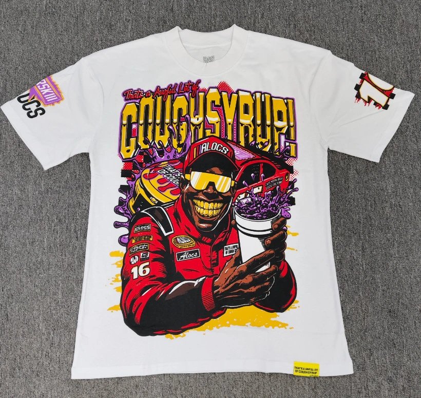 ALOCS Racing Graffiti American Street Style White T-Shirt