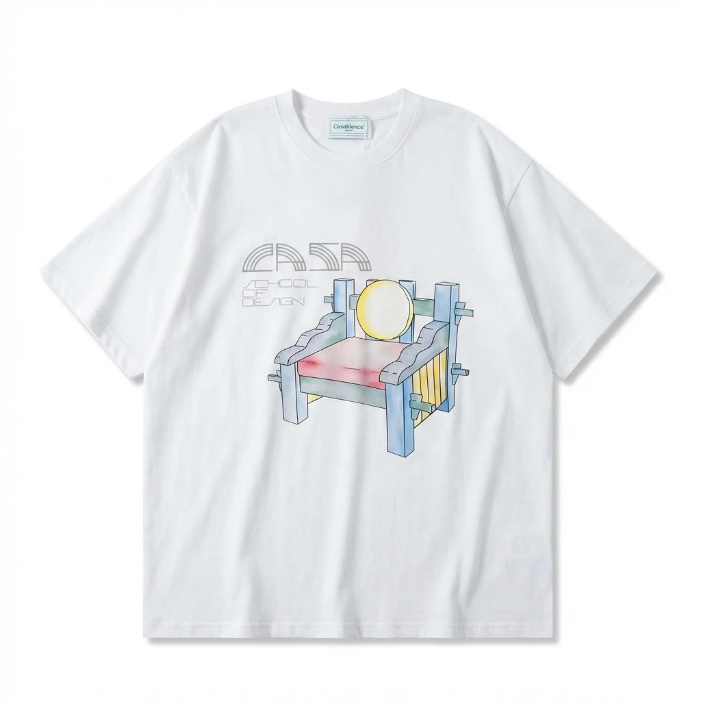 Casablanca cartoon-style white T-shirt