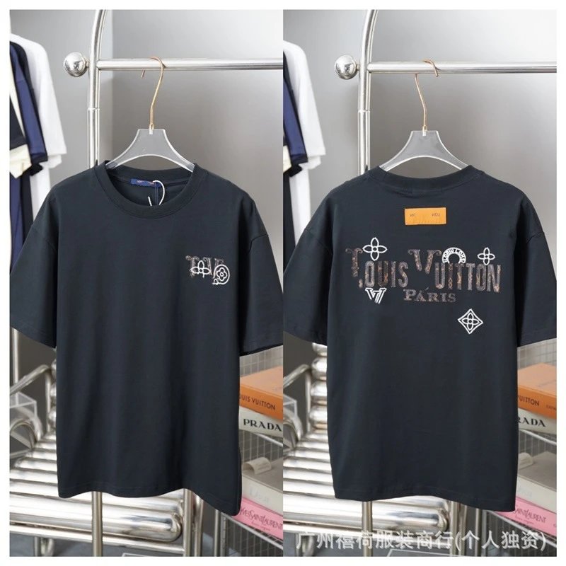 Louis Vuitton Monogram Trendy Style Black Short-sleeve T-shirt
