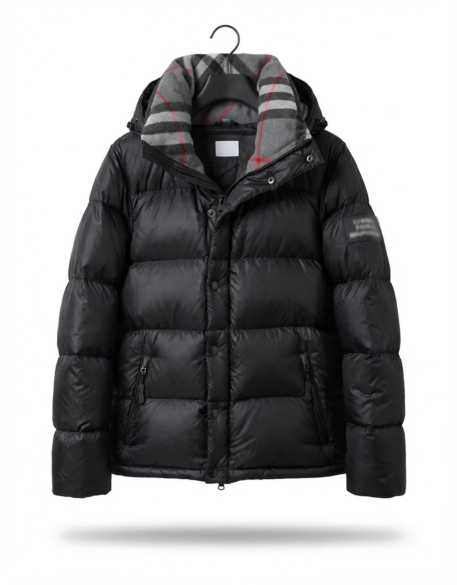 Balenciaga checkered style black down jacket