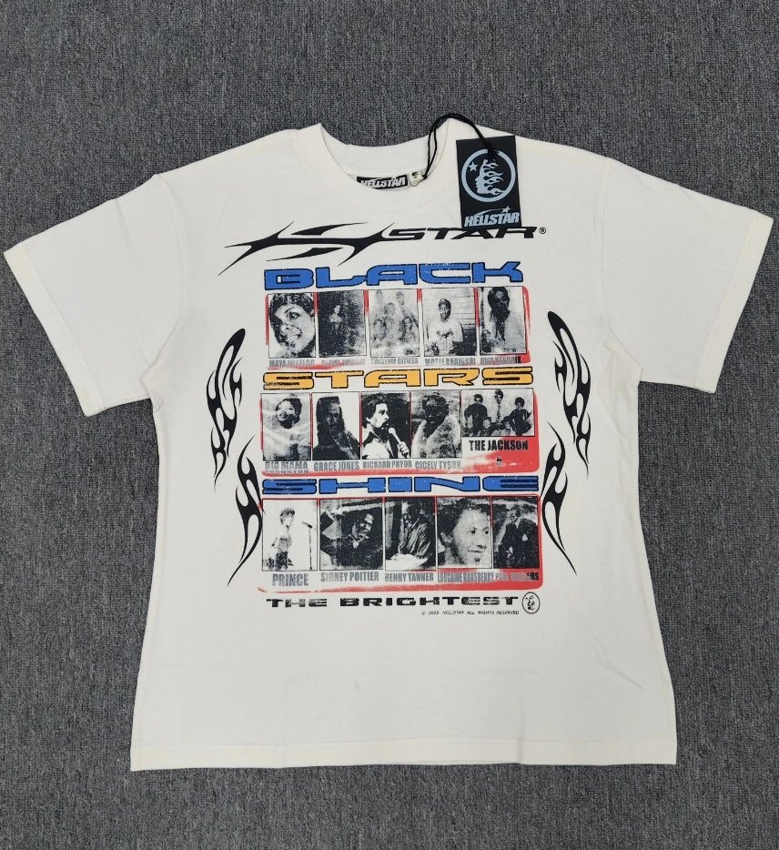 Hellstar Black Star Vintage Off-white Short Sleeve T-Shirt