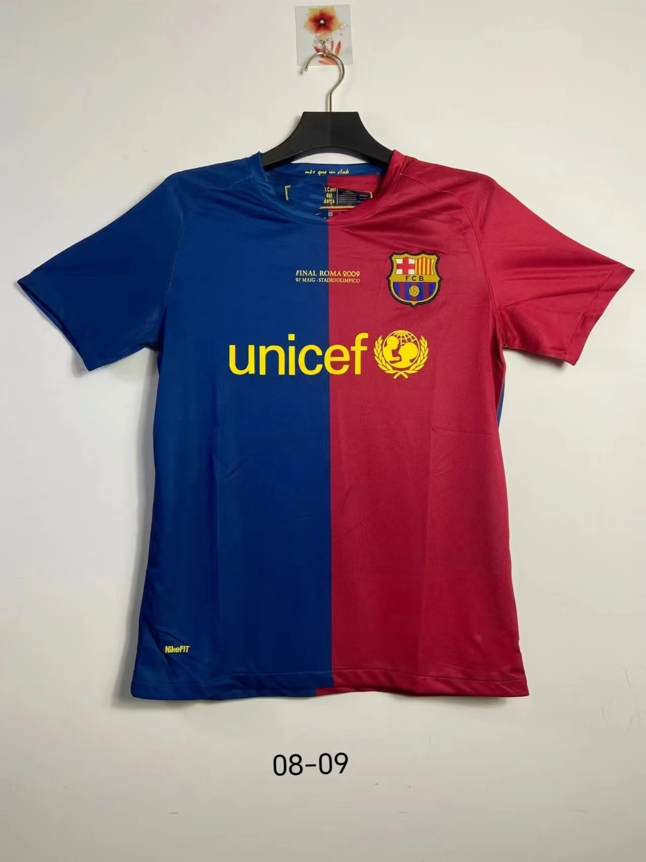 Barcelona Logo Detail Retro soccer jersey Blue Red Barcelona with Relaxed Feel