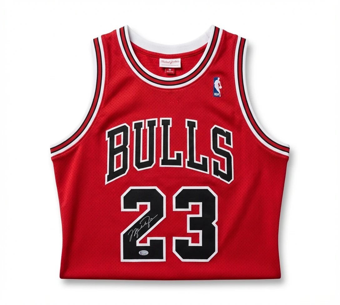 The retro red jersey of the Michael Jordan.