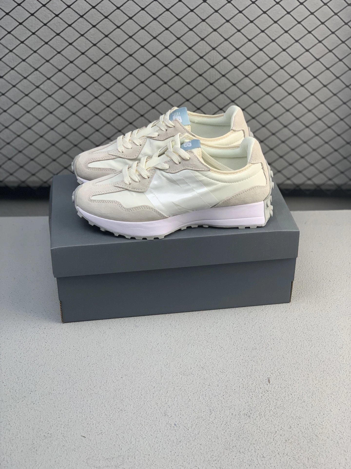 New Balance Cream Retro Runners, Mesh and Overlay Mix