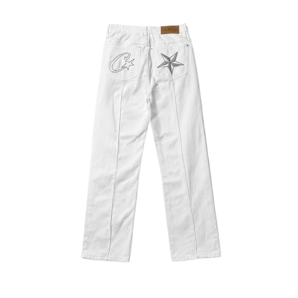 Corteiz Retro Style White Jeans