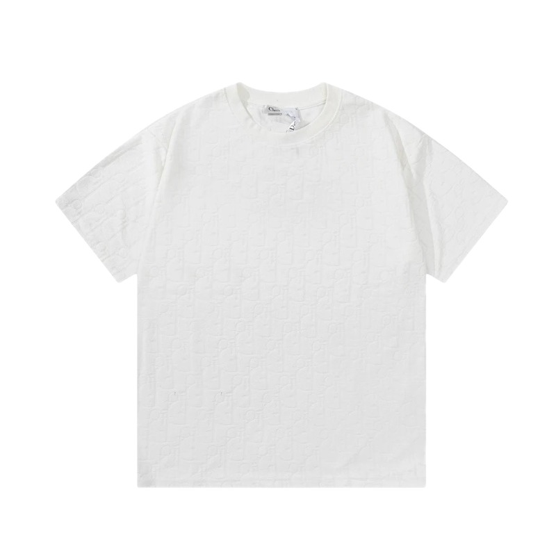 Dior All-over Monogram Print Light Luxury Style White T-Shirt
