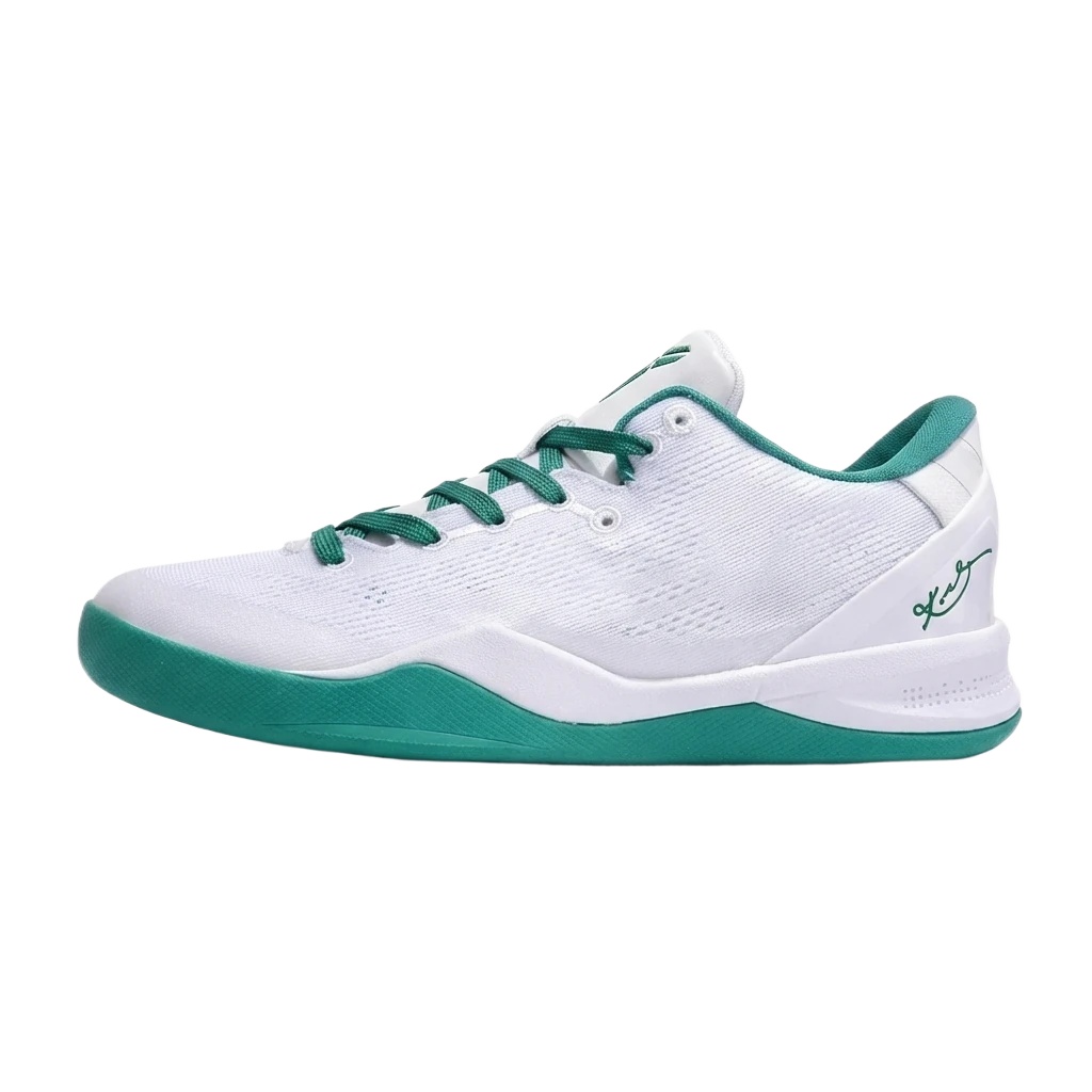 Nike basketball shoes, white and green stylish style.