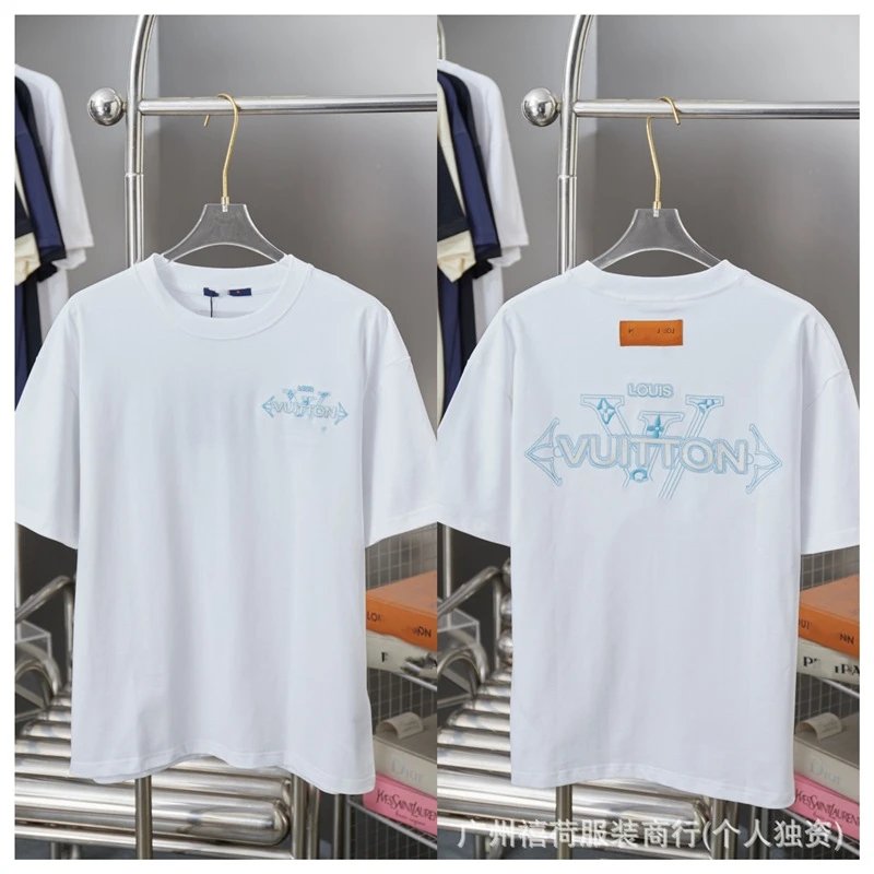 Louis Vuitton Embroidered Trendy-style White T-Shirt