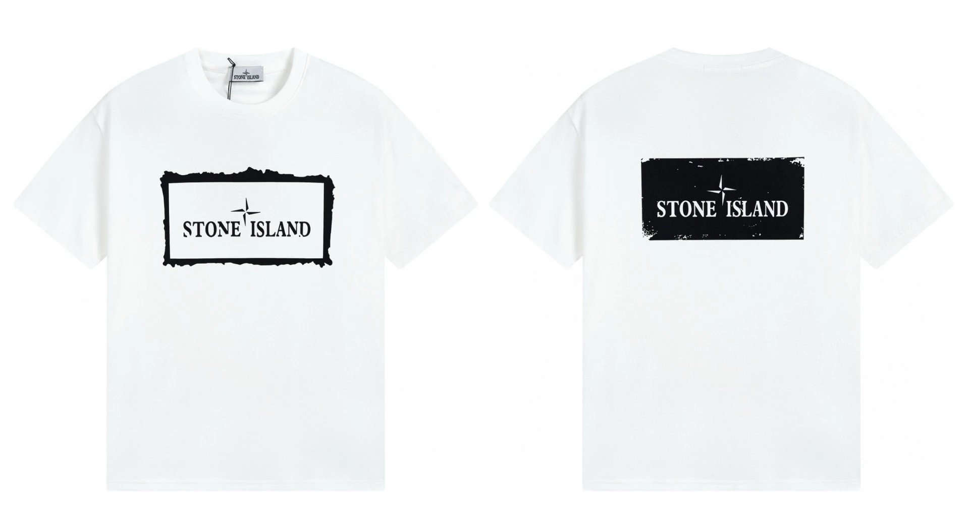 Stone Island Printed Street Style White Short Sleeve T-Shirt