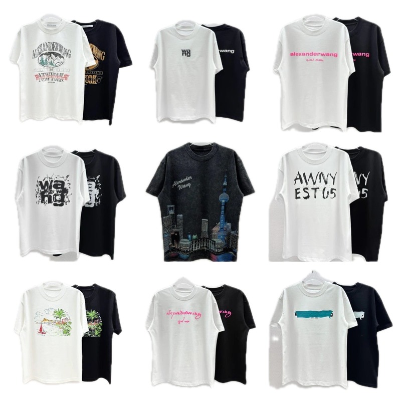 Alexander Wang Printed Street-style Black and White T-shirt