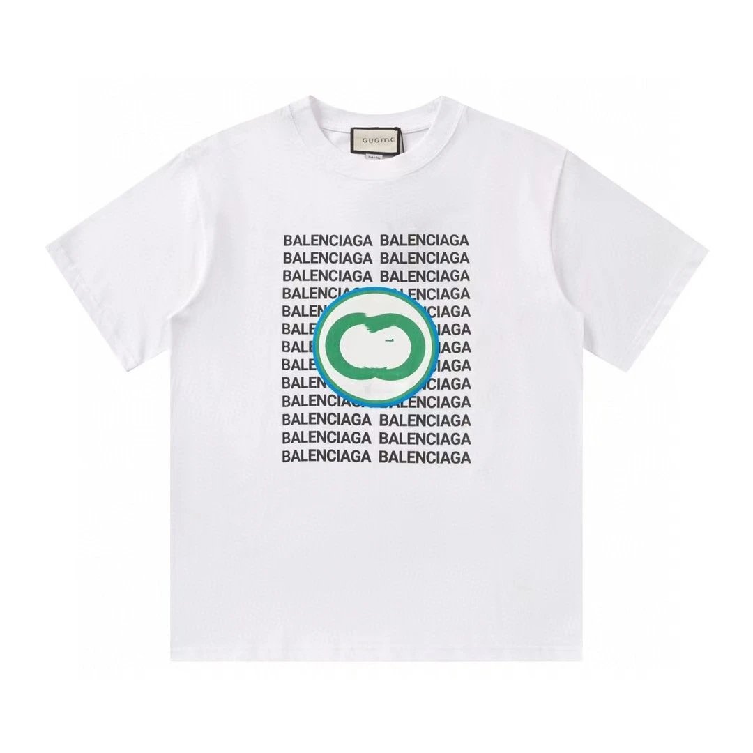 Balenciaga All-over Print Trendy Style White T-Shirt