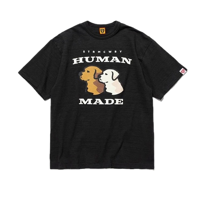 HUMAN MADE Double Dog Print Japanese Streetwear Black T-shirt