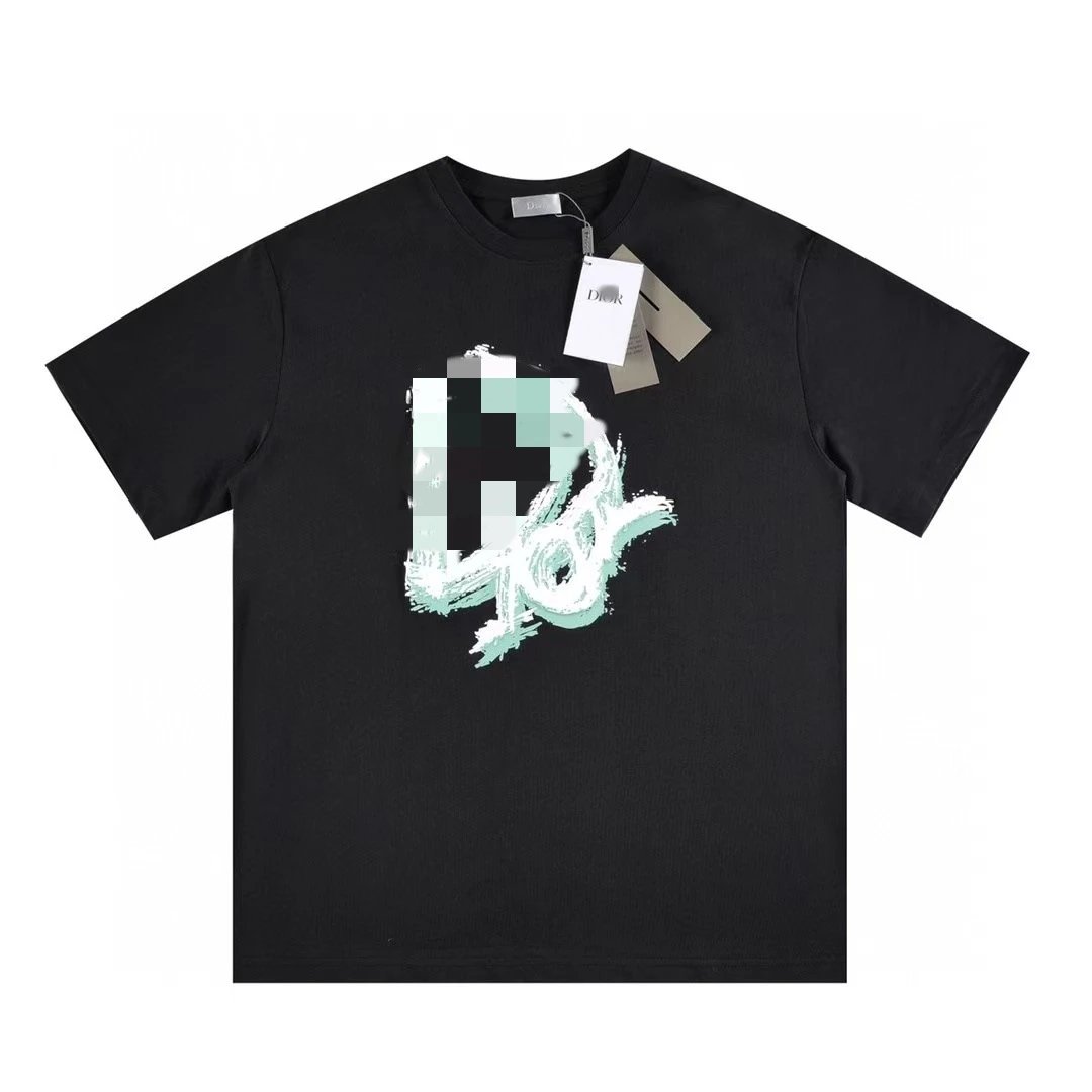 Dior Graffiti Cool & Trendy Style Black Short-sleeve T-shirt