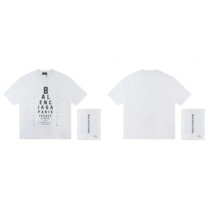 Balenciaga Letter Print Street Style White T-Shirt