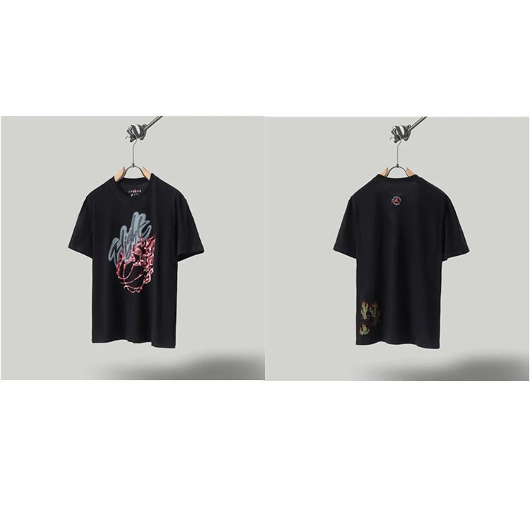 Travis Scott x Air Jordan Graffiti-style Black Short-sleeve T-shirt