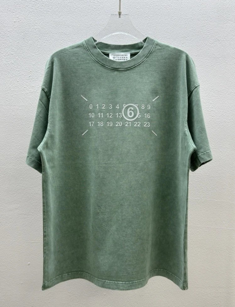 Maison Margiela MM6 Distressed Vintage Grey-green Short-sleeve T-shirt