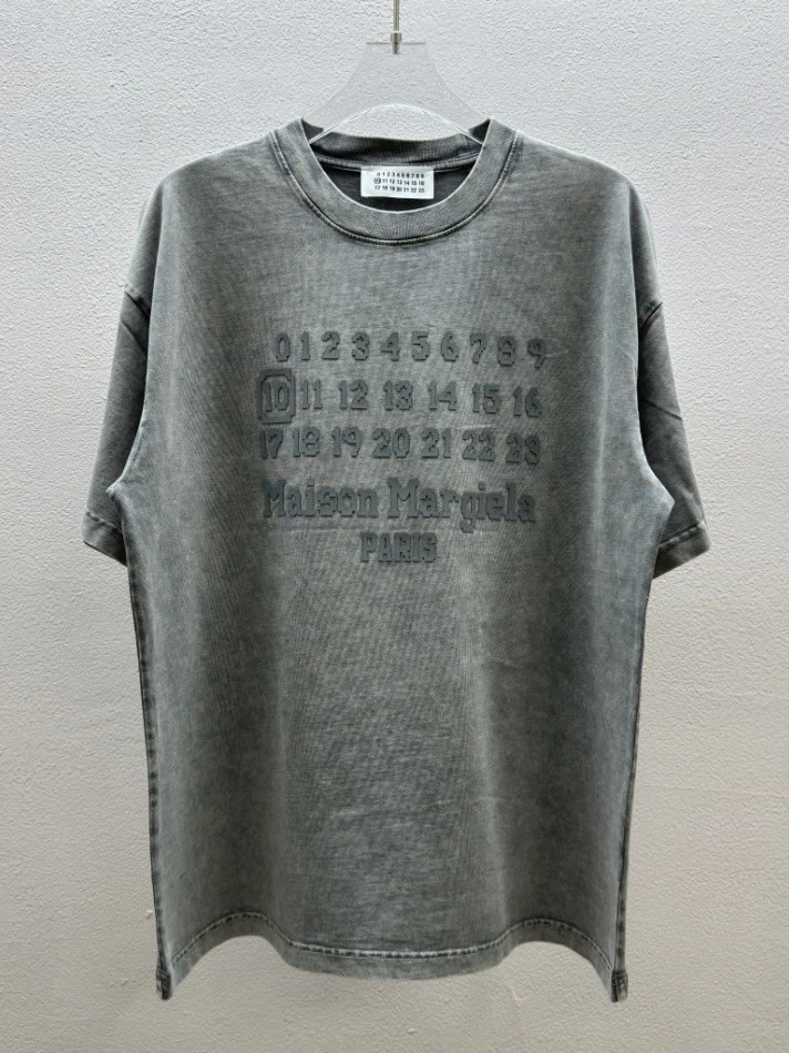 Maison Margiela Numbers Collection Vintage Washed Grey Short Sleeve T-Shirt