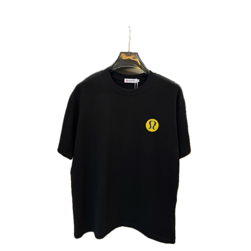 lululemon Printed Casual Style Black Short Sleeve T-Shirt