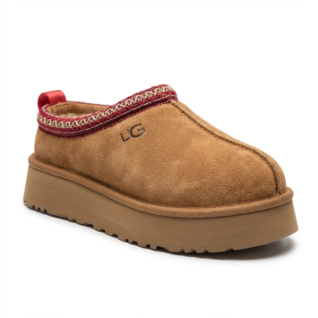 UGG retro-style brown and red - edged thick - soled shoes