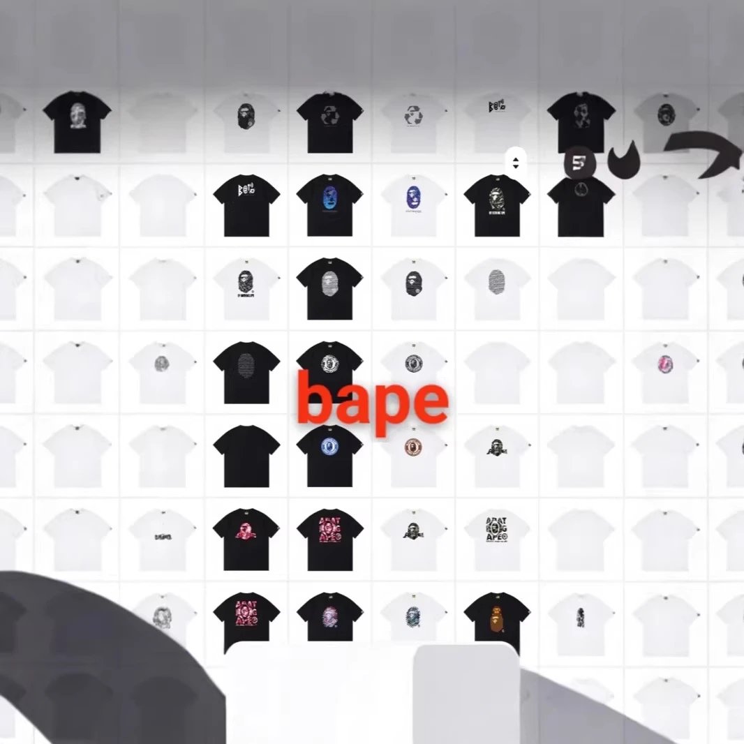 Bape Ape Head Black and White Trendy T-shirt