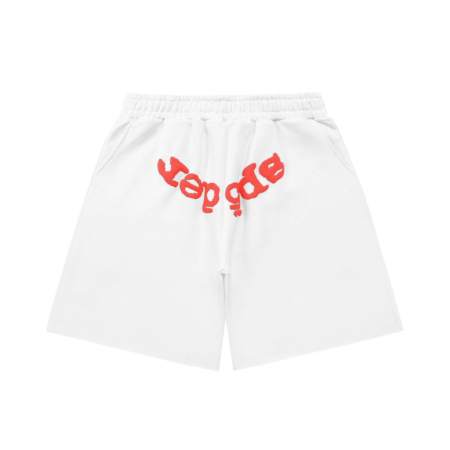 Sp5der red letter white shorts