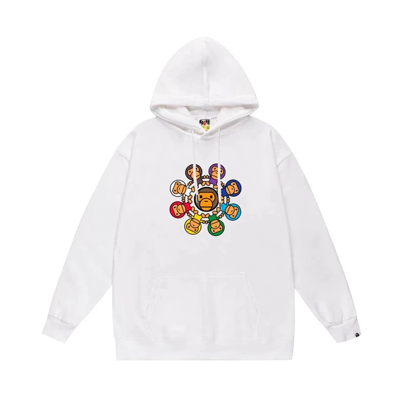 Bape cartoon trendy brand white sweatshirt